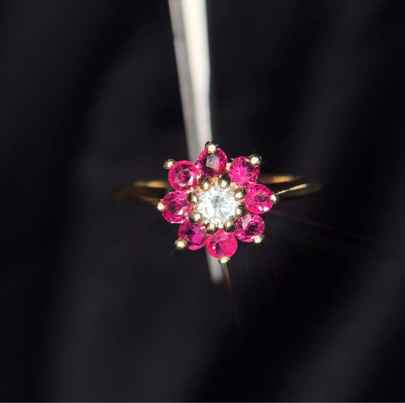 Estate Ruby & Diamond Flower Ring