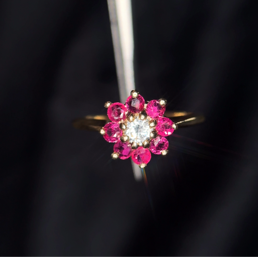 Estate Ruby & Diamond Flower Ring