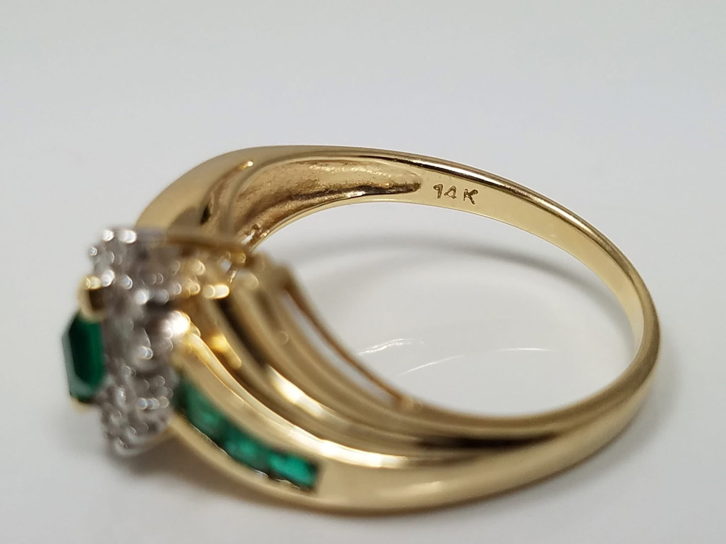 14K Yellow Gold Lab-Created Emerald & Natural Diamond Ring