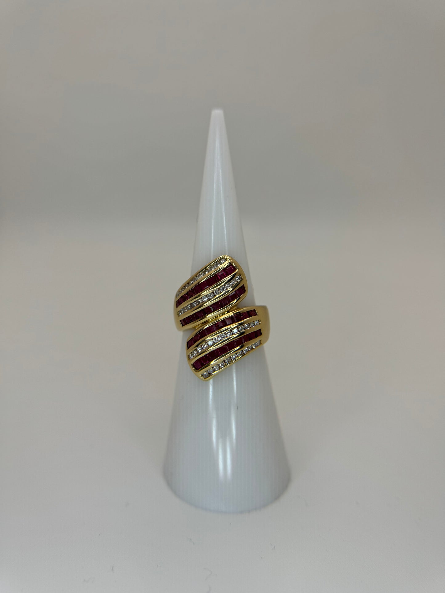 Estate 18k Gold Ruby and Diamond Statement Ring