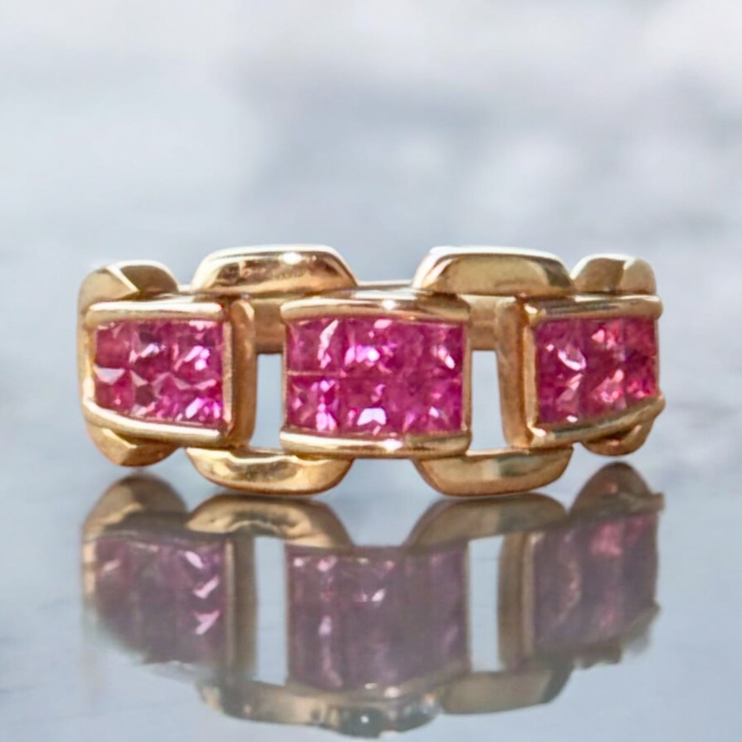 Vintage 18K Gold Ruby Bridge Ring