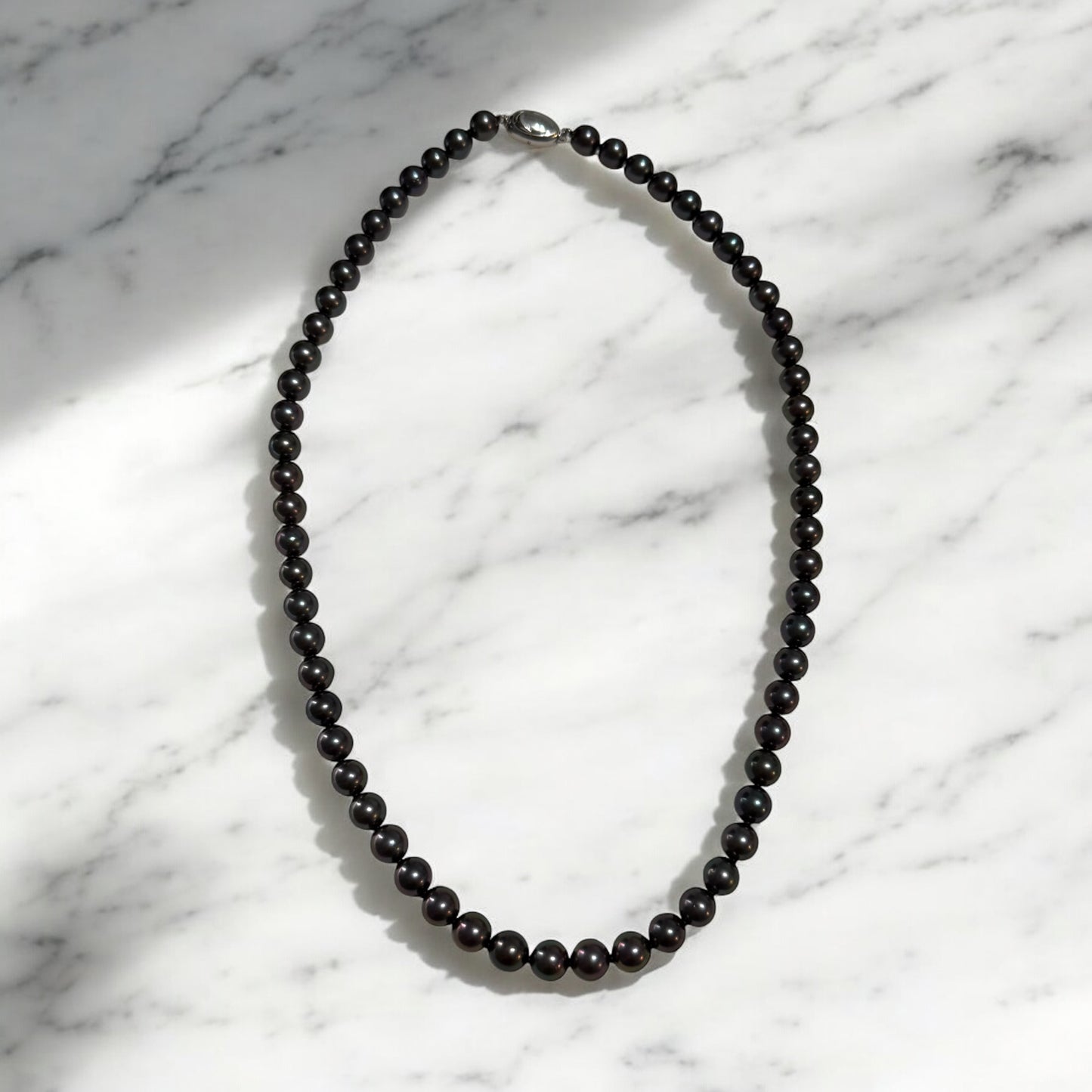 Elegant Black Akoya Pearl Strand Necklace High Luster