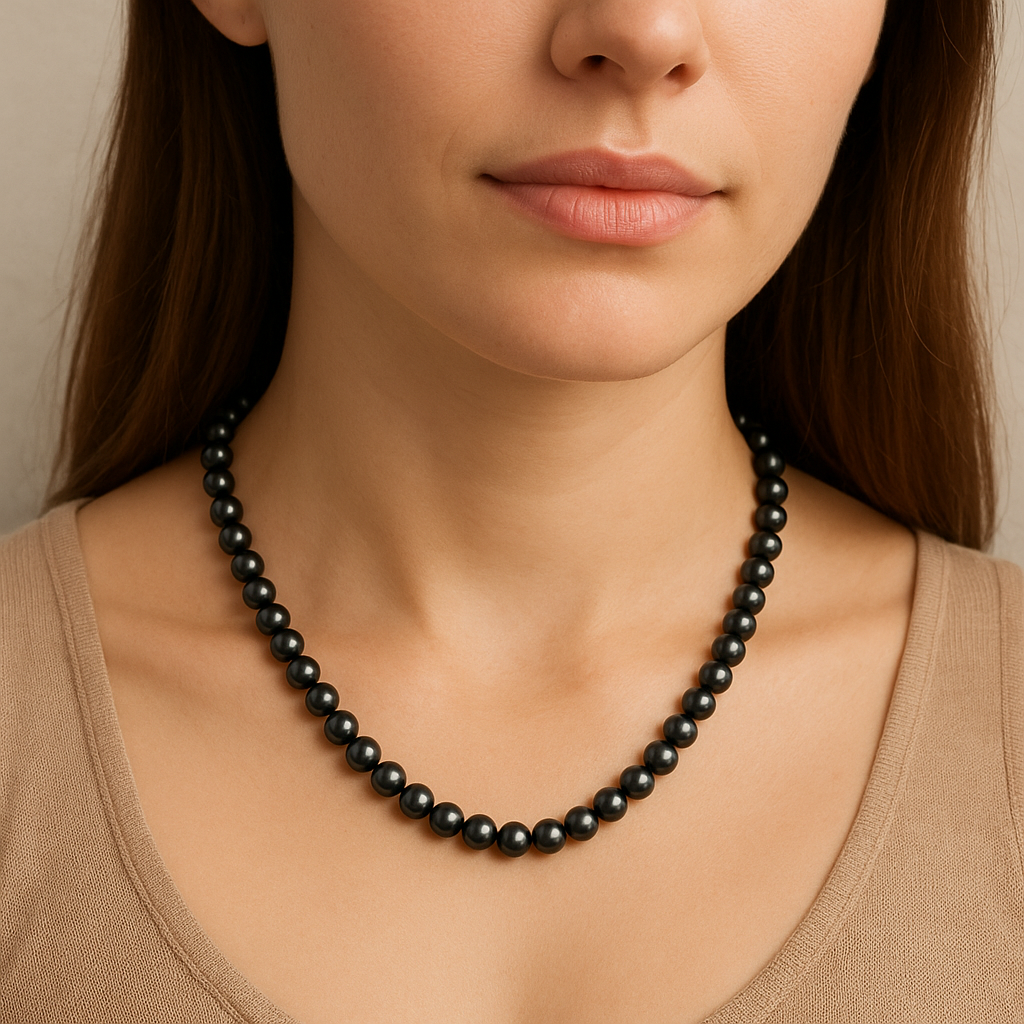 Elegant Black Akoya Pearl Strand Necklace High Luster