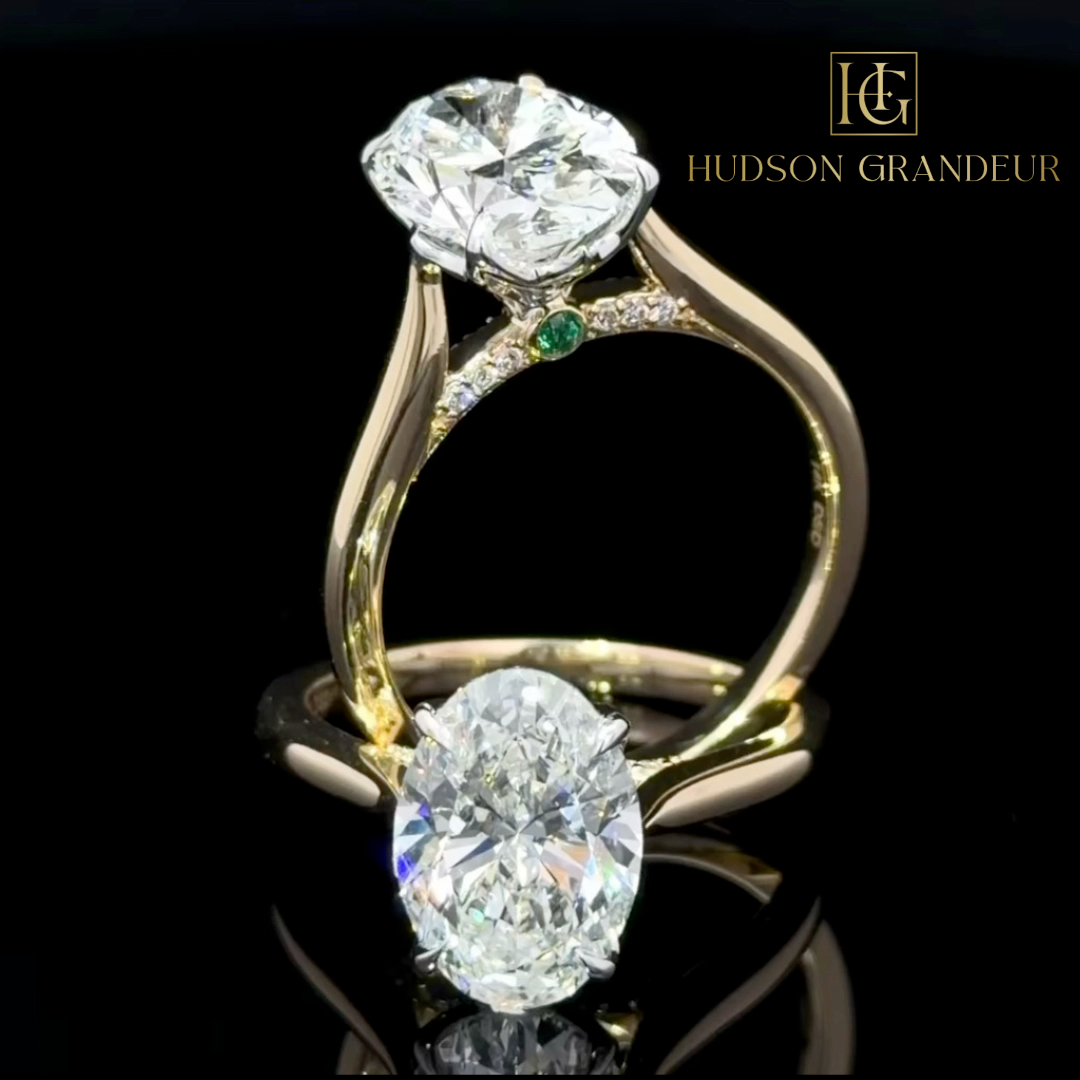 3.10ctw Oval Lab Diamond Engagement Ring IGI Certified 3ct E VVS2 14K Two Tone Gold