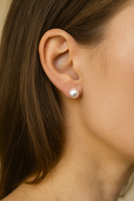 8mm Certified Hanadama Akoya Pearl Stud Earrings in 14K Gold High Luster Japanese Pearls