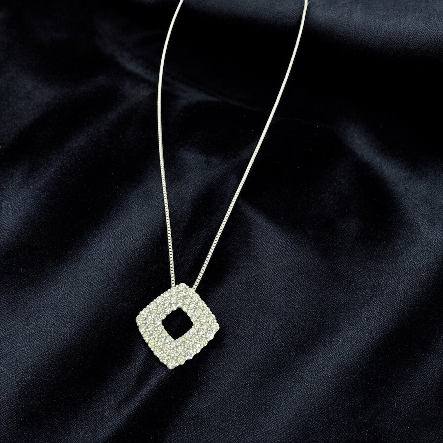 Estate 1 TCW Diamond Necklace in 18K White Gold