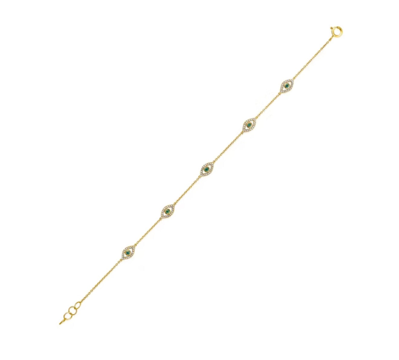 14K Blue Evil Eye Diamond Chain by the Yard Bracelet, 0.26 CTW