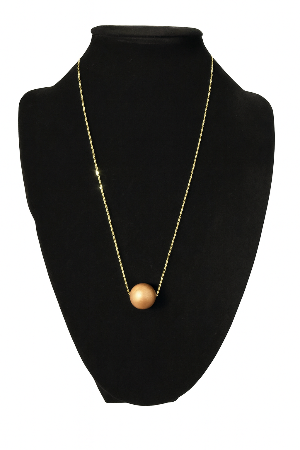 Golden South Sea pearl floating pendant on fine 18k gold chain