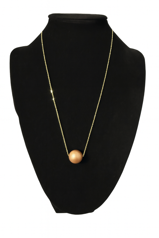Golden South Sea pearl floating pendant on fine 18k gold chain