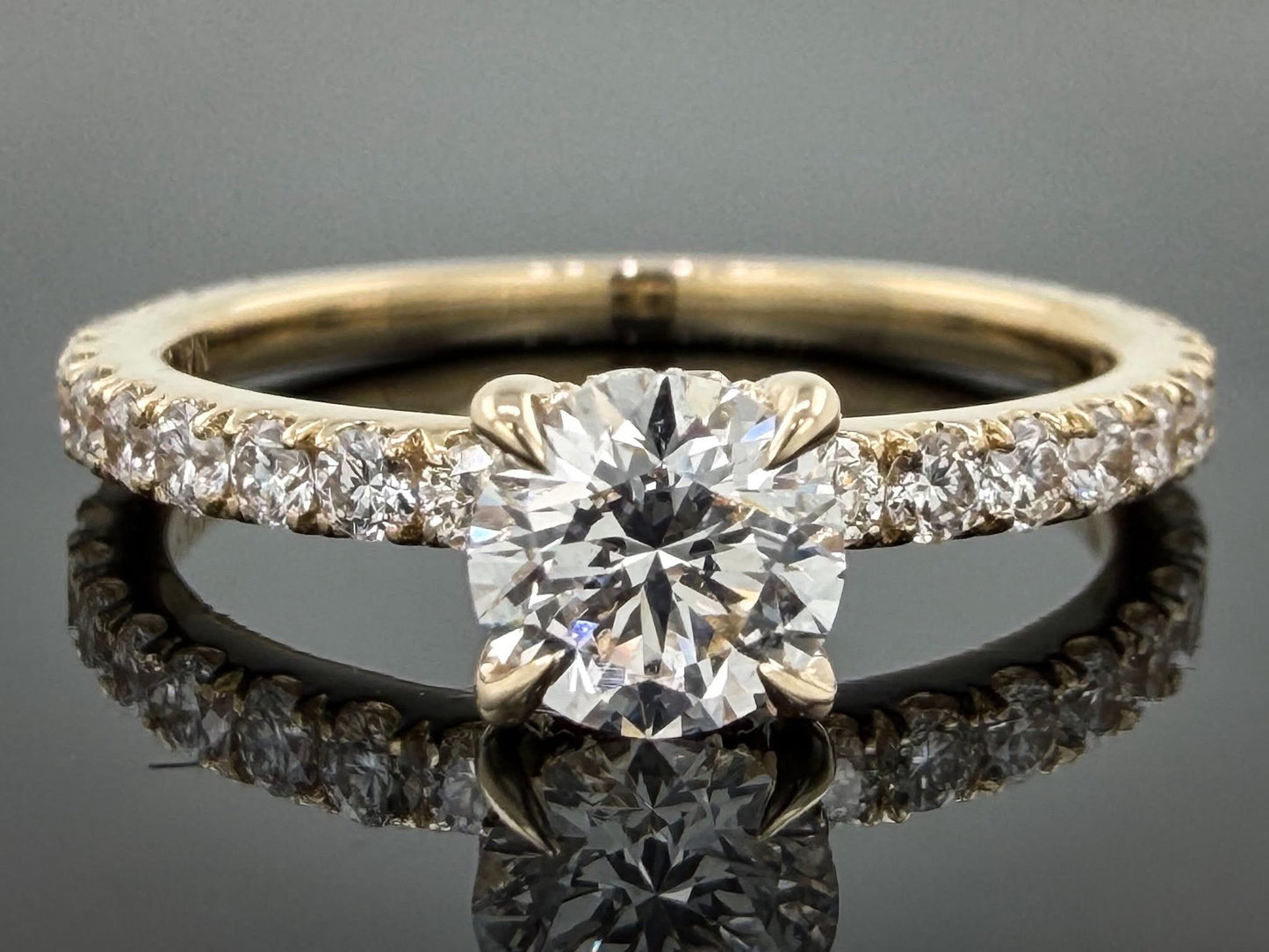 1.00 CTW Natural Diamond Engagement Ring | GIA 0.50ct Center | 14K  Gold
