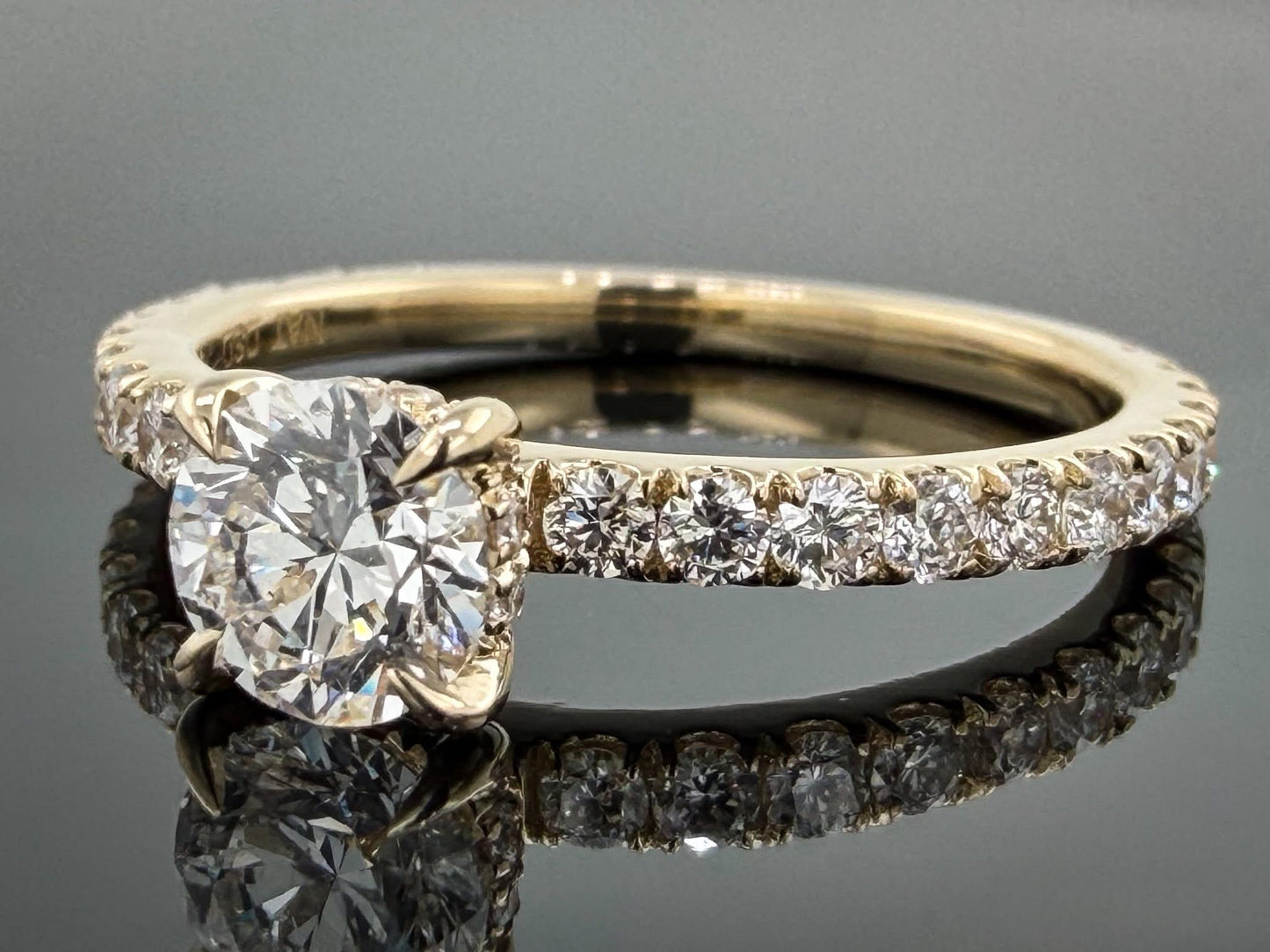 1.00 CTW Natural Diamond Engagement Ring | GIA 0.50ct Center | 14K  Gold