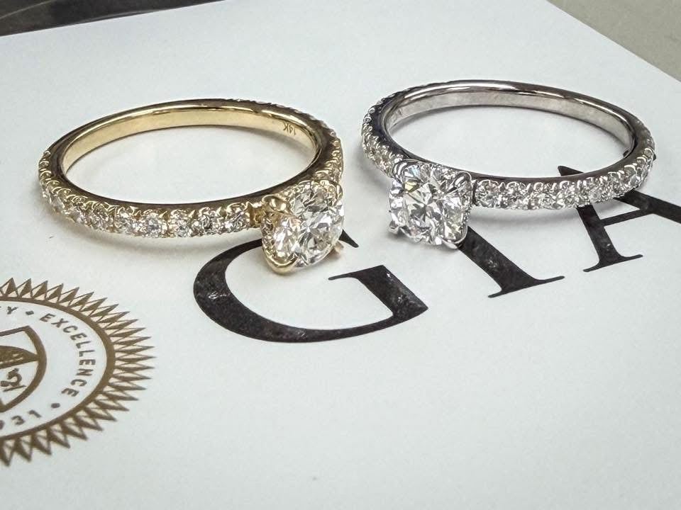 1.00 CTW Natural Diamond Engagement Ring | GIA 0.50ct Center | 14K  Gold