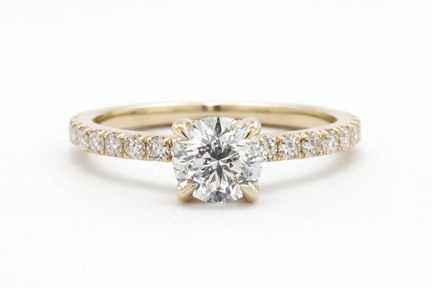 1.00 CTW Natural Diamond Engagement Ring | GIA 0.50ct Center | 14K  Gold