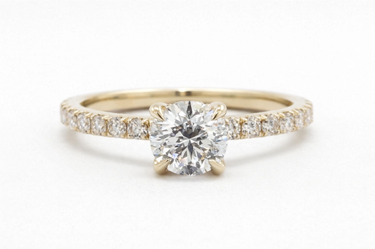 1.00 CTW Natural Diamond Engagement Ring | GIA 0.50ct Center | 14K  Gold